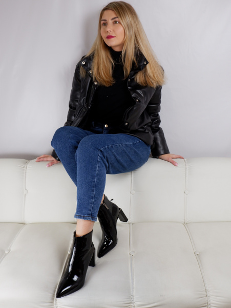 Ботильоны женские демис <B73-3363-25-1 ч/нат лак>