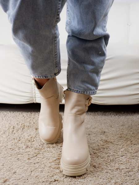 Ботинки женские зимние <A202-08M-P294= беж/к>