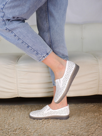 Слипоны женские лето <PDA185-1 бел/к>