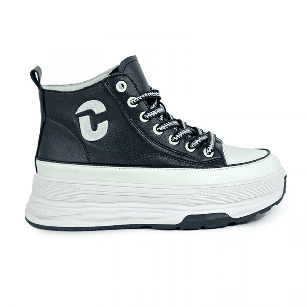 Кеды женские демис <162-1= чер+бел/к>