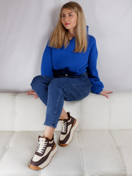 Кроссовки женские зимние <T182-010 кор+беж/к>