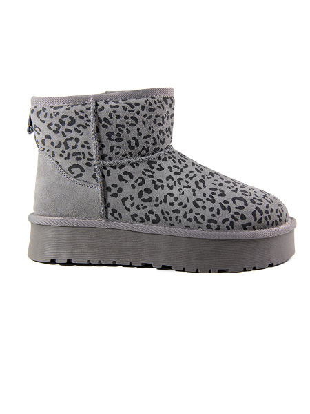 Угги женские зимние <229-21-02-26AW серы/лео/з>