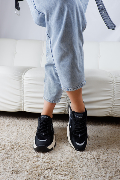 Кроссовки женские демис <Y6265 ч+серы/з+эко к+т>