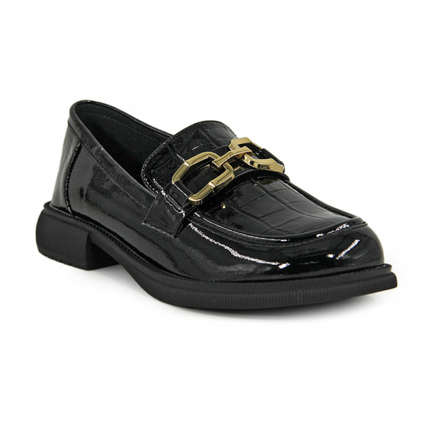 Лоферы женские <22W7-33-501=чер/нат лак к>