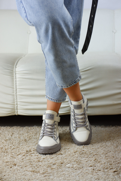 Кеды женские демис <2709-10-B=молочный+серы/к>