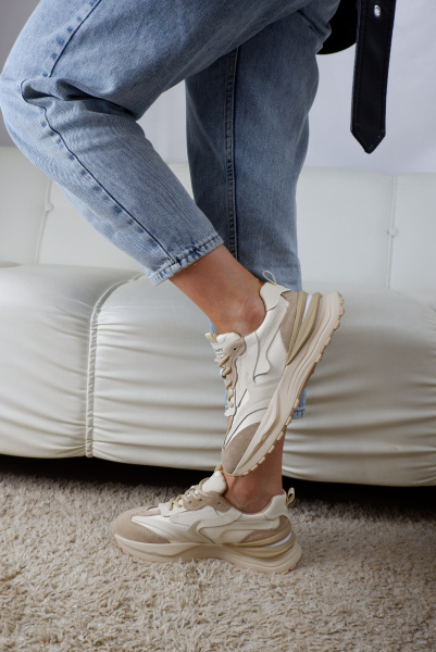 Кроссовки женские <07A899-2M беж/з+к>