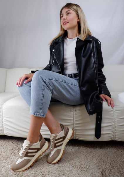 Кроссовки женские <X5C1D-K кор+беж/з+т>