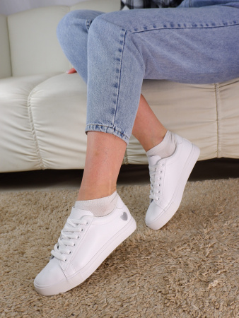 Кеды женские лето <6923 бел+сере/эко к>