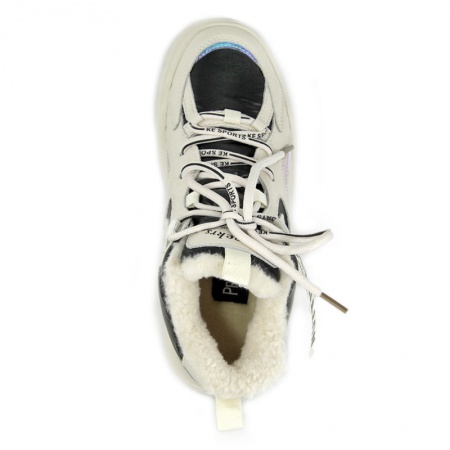 Кеды женские демис <T0252-6D= чер+беж/эко к>