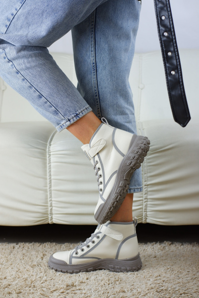 Кеды женские демис <2709-10-B=молочный+серы/к>