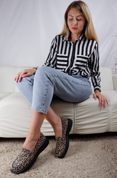 Лоферы женские <A126-L1-C279 леопард/з>