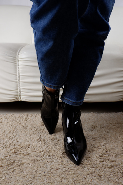 Ботильоны женские демис <B73-3363-25-1 ч/нат лак>