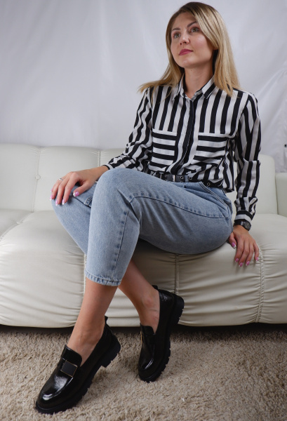 Лоферы женские <12R9-15-501-1= ч/нат лак>