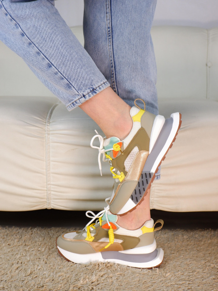 Кеды женские лето <YY920-4-3 беж+серы/эко+т>