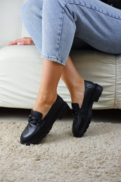 Лоферы женские <GC053-010 ч/к>