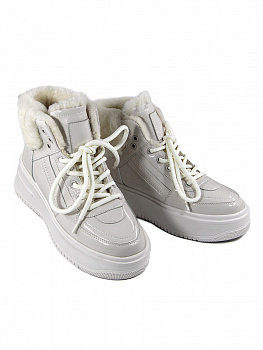 Кроссовки женские зимние <2023-3-2M бел/нат лак к>