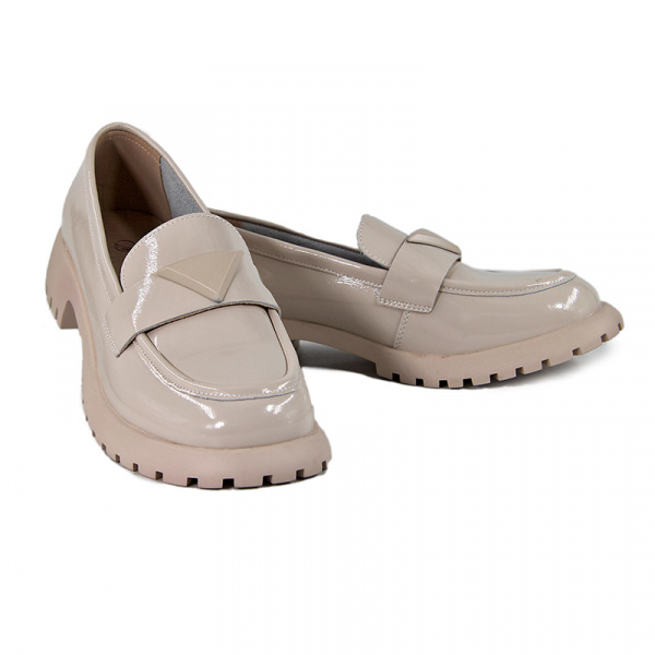 Лоферы женские <31W25-4-012= беж/нат лак>