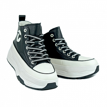 Кеды женские демис <162-1= чер+бел/к>