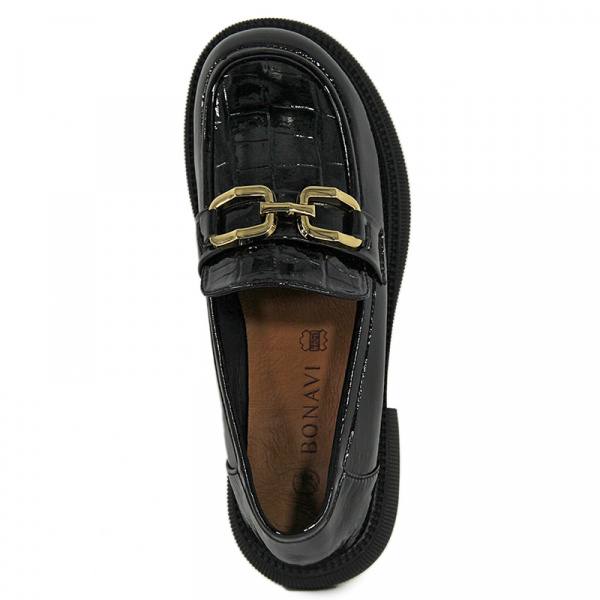 Лоферы женские <22W7-33-501=чер/нат лак к>