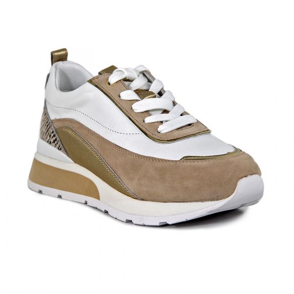 Кроссовки женские <103780B-YP= беж+бел/з+к>