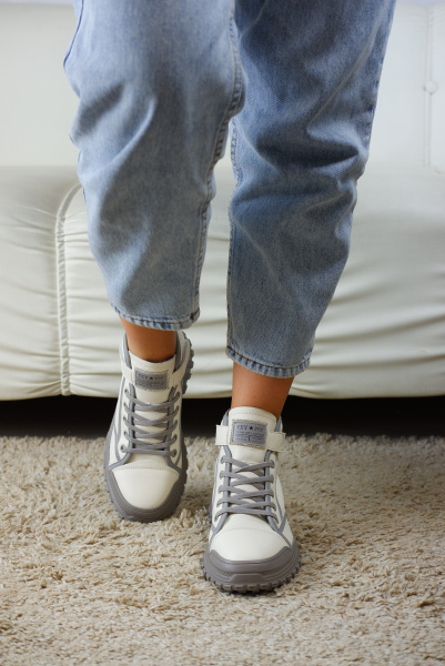 Кеды женские демис <2709-10-B=молочный+серы/к>