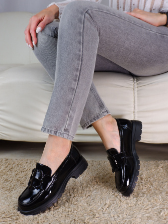 Лоферы женские <RH158-011 ч/нат лак к>