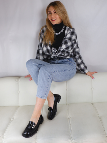 Лоферы женские <KH506A-7692D-R47 ч/нат ла>