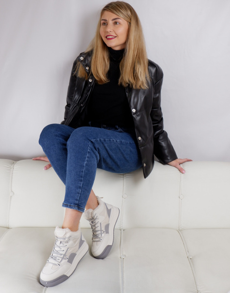 Кроссовки женские демис <JE375-010 беж+серы/к+т>