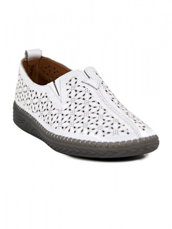 Слипоны женские лето <PDA185-1 бел/к>