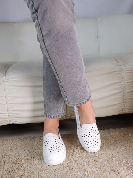 Слипоны женские лето <HT109-011 бел/к>