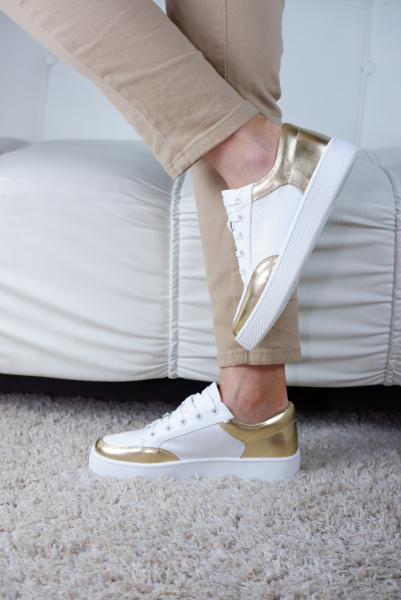 Кеды женские <2209-C150C= бел+зол/к>