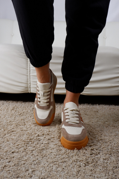 Кроссовки женские <30126-R беж/з+к>