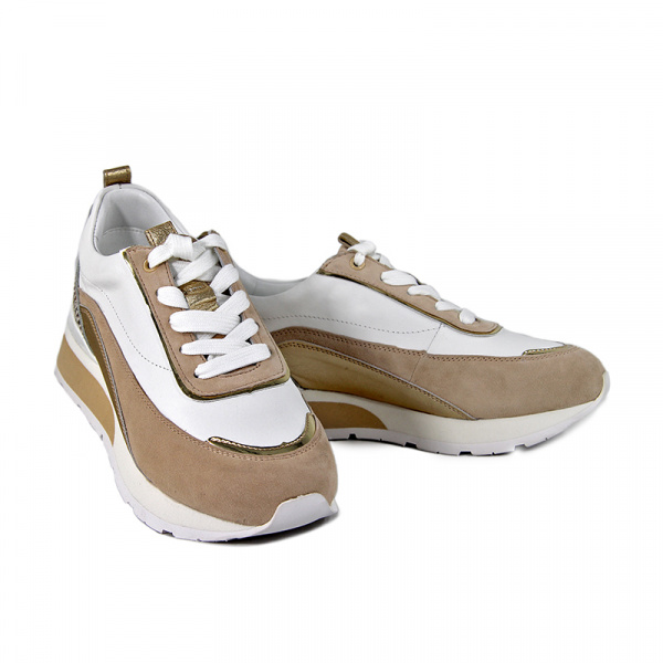 Кроссовки женские <103780B-YP= беж+бел/з+к>
