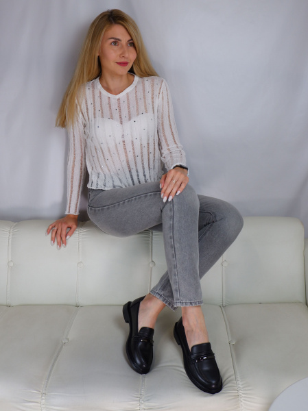 Лоферы женские <RJ168-100 ч/к>