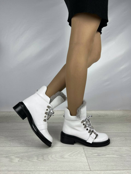 Ботинки женские демис <H001-3637-N430B (M) бел/к>