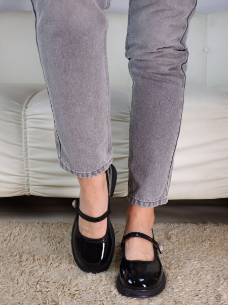 Туфли женские <RQ380-011 ч/нат лак к>