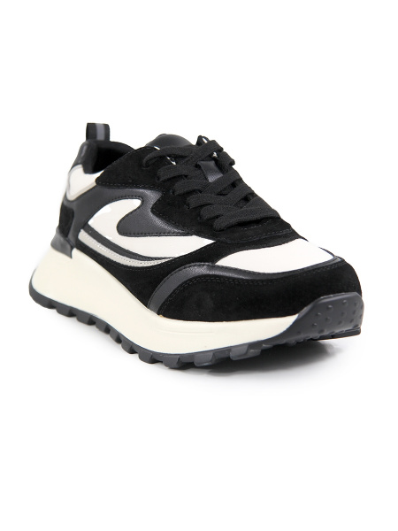 Кроссовки женские <523-A83-2 чер+бел/з+к>