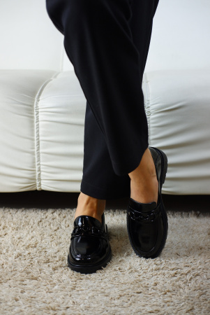 Лоферы женские <GC105-021 ч/нат лак>