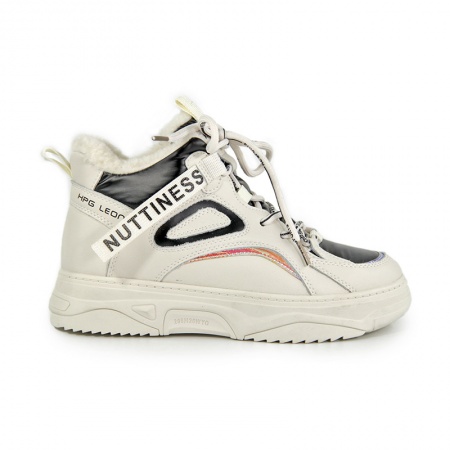 Кеды женские демис <T0252-6D= чер+беж/эко к>