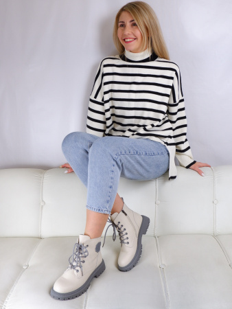 Ботинки женские демис <LS1110= беж+серы/к>