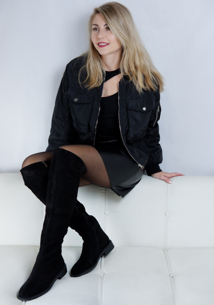 Ботфорты женские зимние <FY0377-E136BM-S02 ч/з>