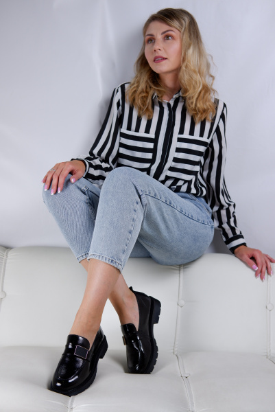 Лоферы женские <12R9-15-501-1= ч/нат лак>