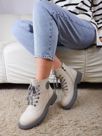 Ботинки женские демис <LS1110= беж+серы/к>