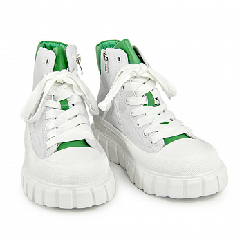 Кеды женские демис <1008-1= бел+зел/к>