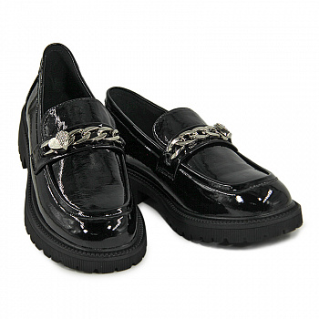 Лоферы женские <22W7-32-501=чер/нат лак к>