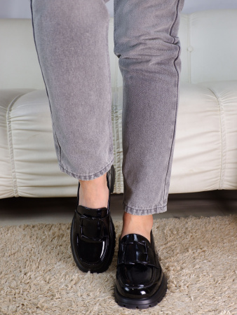 Лоферы женские <RH158-011 ч/нат лак к>