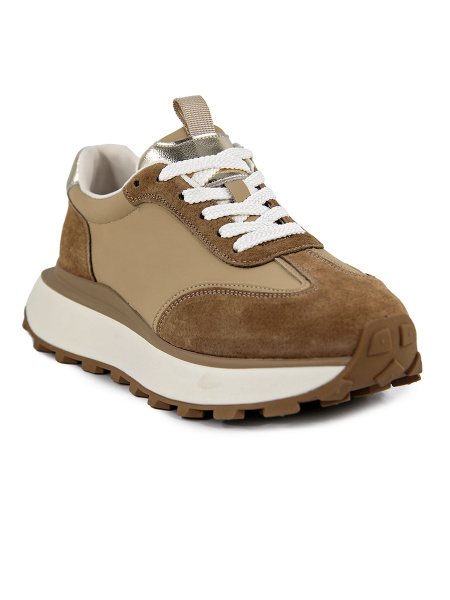 Кроссовки женские <588-88177-9-6 тем-беж/з+к>