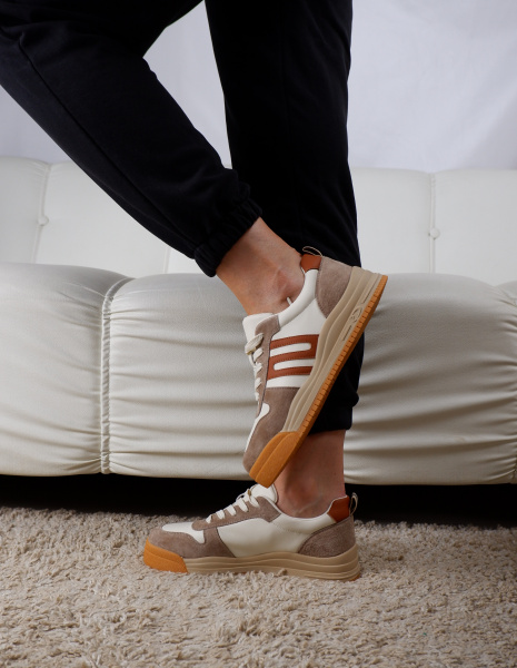 Кроссовки женские <30126-R беж/з+к>