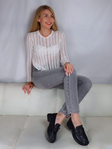 Лоферы женские <RH158-010 ч/к>