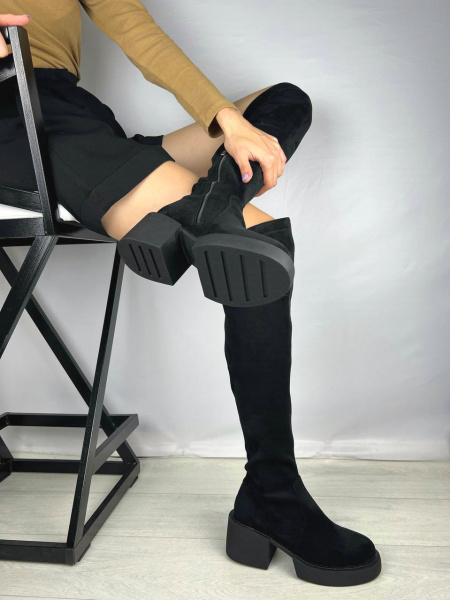 Ботфорты женские демис <K222-DAK-02-H-R= ч/иск з>